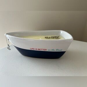 Pavilion Gift Company 10 Oz Triple Wick Candle | Ceramic Boat | Tranquility